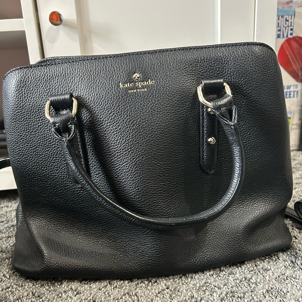Kate Spade Black Satchel with Pebbled Leather